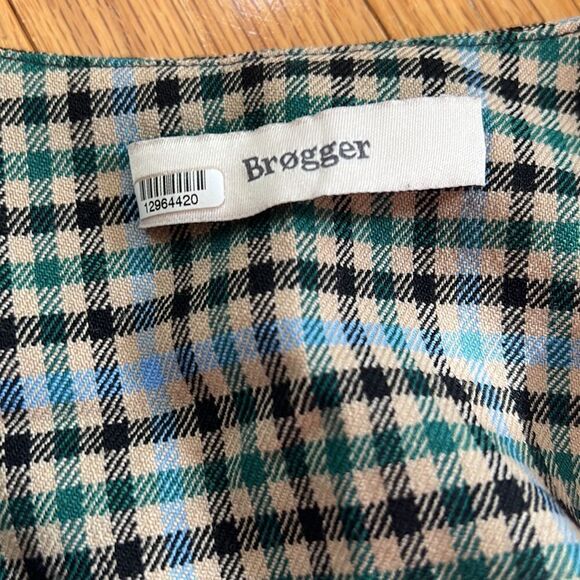 Brogger Audrey Plaid Ruched Midi Dress L - Picture 6 of 8